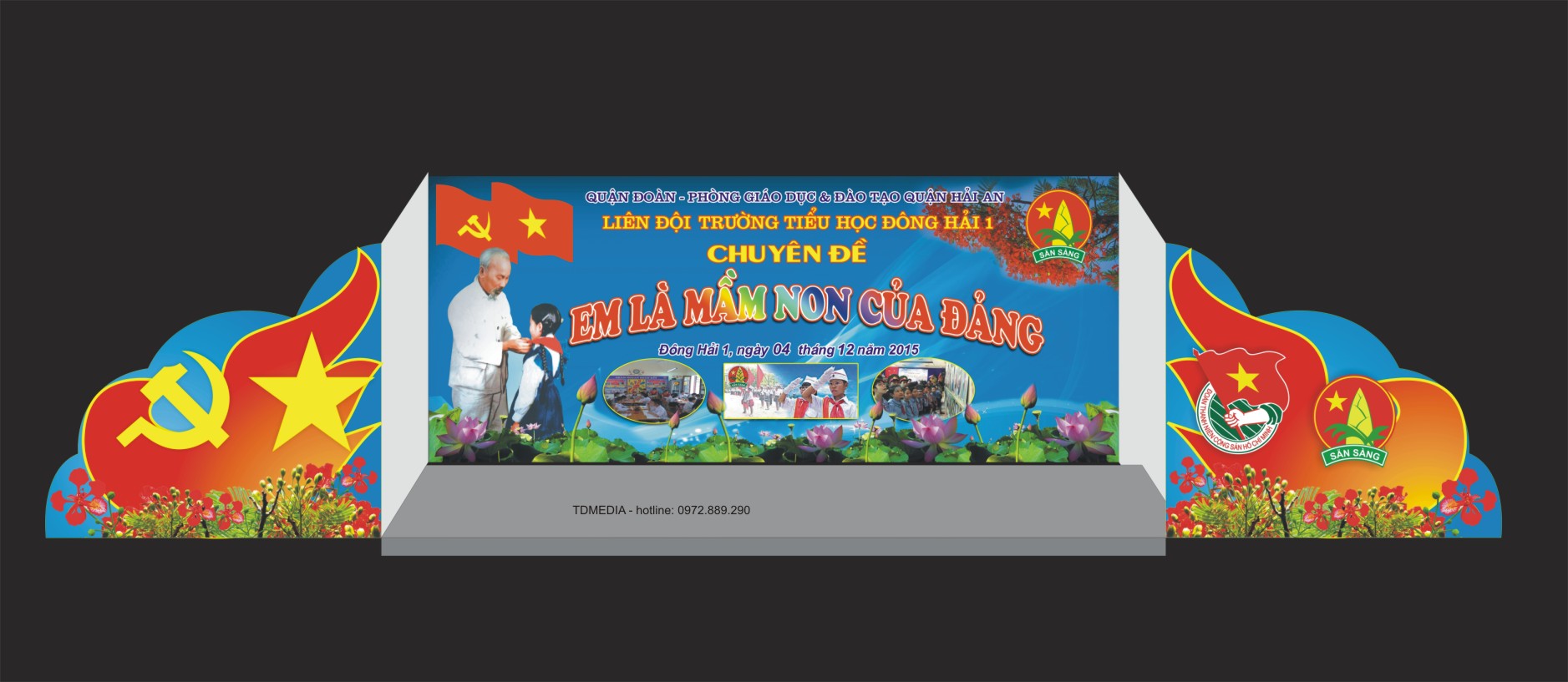 Thi công sân khấu trường tiểu học Đông Hải 1 Hải Phòng